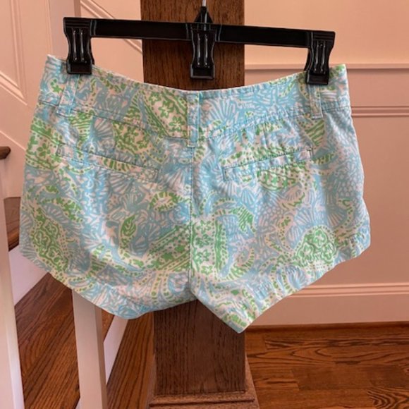 LILLY PULITZER WALSH Shorts Get Crackin Blue & Green Crab Print SZ 00 - Picture 2 of 11